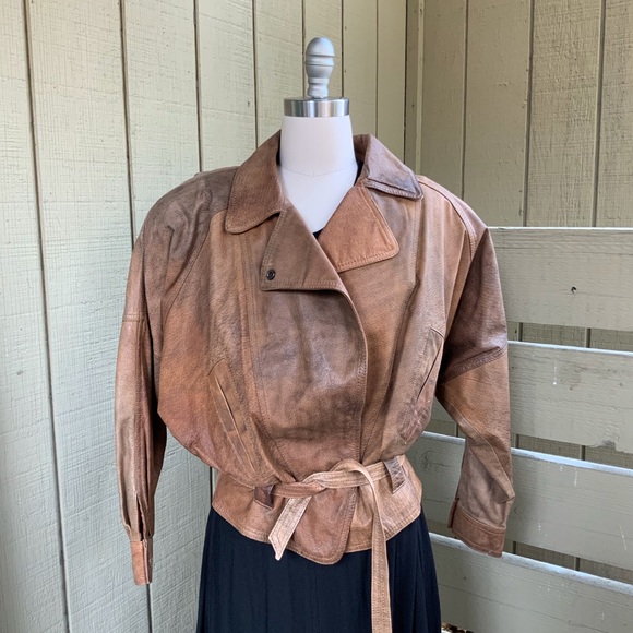 Vintage LNR Brown Wrap Leather Jacket Bomber
